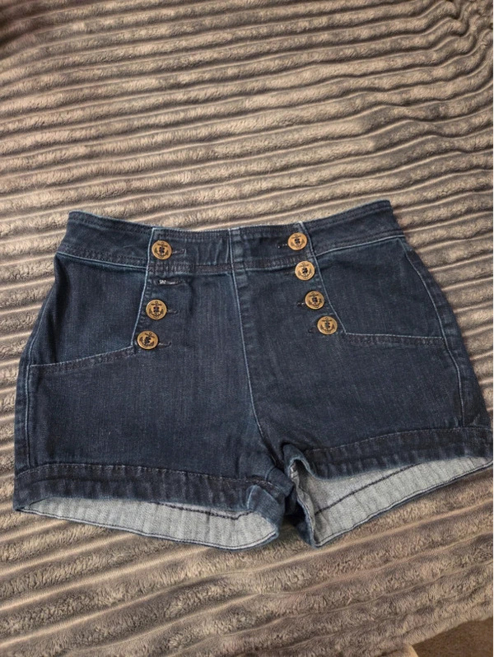 Express High-Waisted Denim Sailor Shorts.